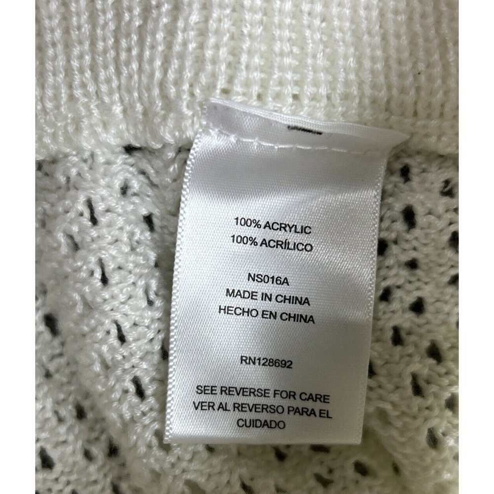 Madden‎ NYC Small White Open Knit Sweater Shorts Cover Up Boho Festival Beach - Picture 7 of 8